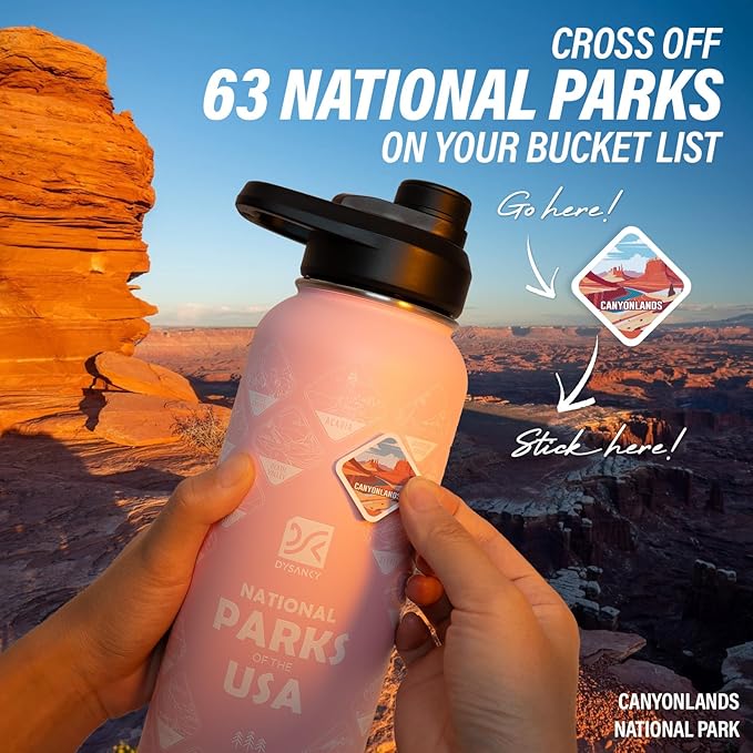 32 oz Insulated Water Bottle | Thickened Stainless Steel Vacuum Metal | Portable Sports Water Jug for Gym and Hiking with Straw, Carrier Bag, Handle Strap | BPA-Free 32 oz