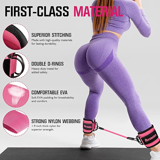 Ankle Resistance Bands with Cuffs, Home Gym Workout Equipment, Lifting Glute Butt Exercise Equipment for Women, Ankle Weights Fitness Set, Leg Booty Equipment for Training Perfect Body Shape