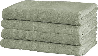 Mosobam Luxury Turkish Towels Set of 4 Bath Sheets 35X70 Seagrass Green 700 GSM Bamboo Viscose & Aegean Turkish Combed Cotton