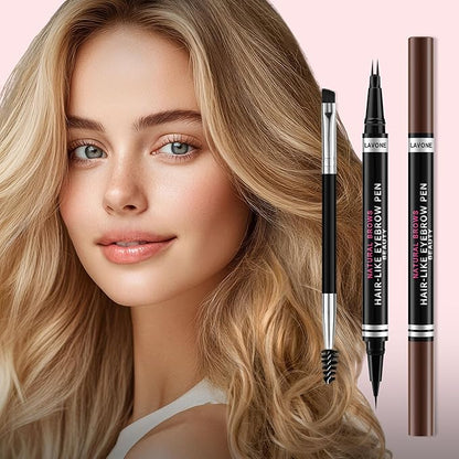 Eyebrow Pencil, 2-in-1 Waterproof Eyebrow Pen, with 2 Tip Microblading Eyebrow Pencil and Ultra-Precise Brow Pencil, with Eyebrow Brush, Eyebrow Pencils for Women, Natural Hair-Like Brows-Black Brown