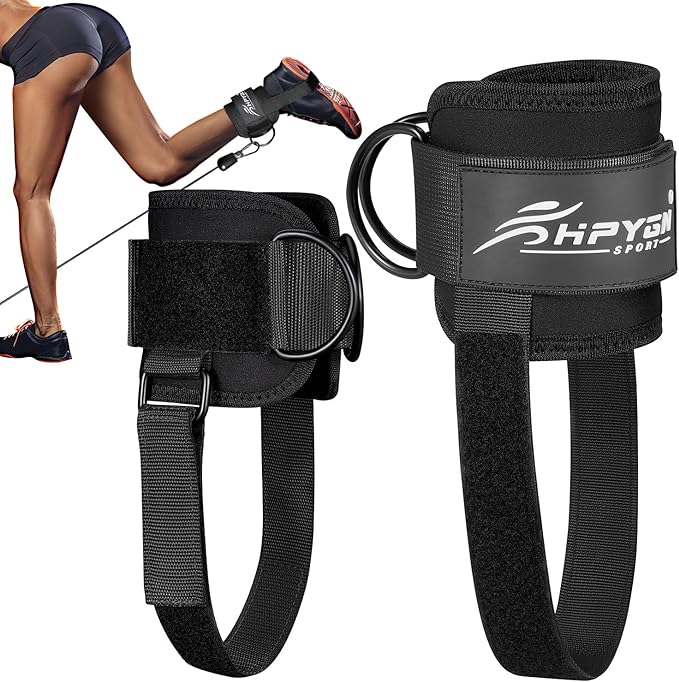 Ankle Strap for Cable Machine, Padded Ankle Straps for Cable Machine Kickbacks, Glute Workouts, Leg Extensions, Curls, Booty Hip Abductors Exercise, Adjustable Comfort Ankle Cuff for Gym