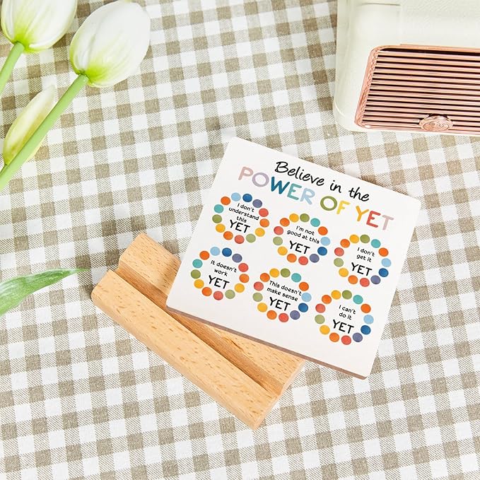Mental Health Reminders Gift, Counseling Office Must Haves, Positive Motivational Wood Sign With Wooden Stand, Encourage Gift for Psychologist School Counselor Student Boys Girls Best Friends