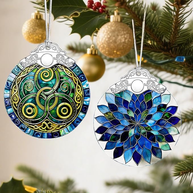 Blue Mandala Christmas Ornaments: Christmas Tree Ornaments, Holiday Decor for Nature Lover, Stocking Stuffers, Gift Ideas, Xmas Gifts & Gifts for Spiritual Seekers (Yoga/Meditation/Healing)