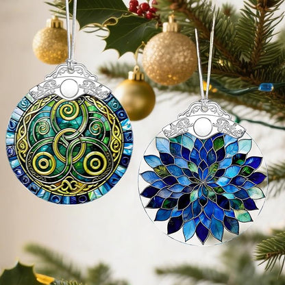 Blue Mandala Christmas Ornaments: Christmas Tree Ornaments, Holiday Decor for Nature Lover, Stocking Stuffers, Gift Ideas, Xmas Gifts & Gifts for Spiritual Seekers (Yoga/Meditation/Healing)