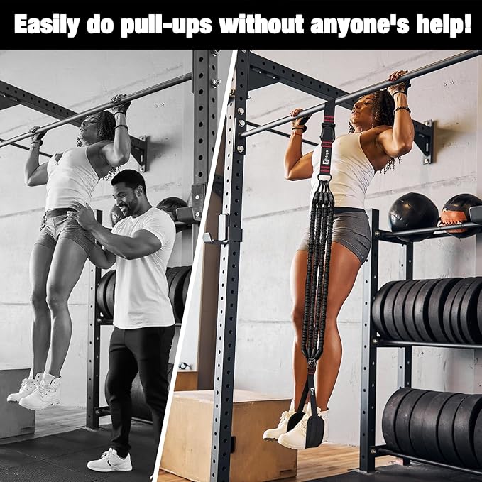 Pull Up Assistance Bands,Up to 300 lbs Assistance,Adjustable Heavy Duty 4 Pull Up Bands with Handle and Door Anchor for Home Gym Fitness Exercise Strength Training Workout Equipment