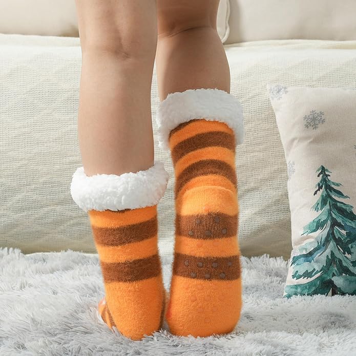 JaosWish Cat Fuzzy Socks Womens Pilates,Postpartum Essentials Non Slip Grip Slippers Hospital Socks for Labor Delivery