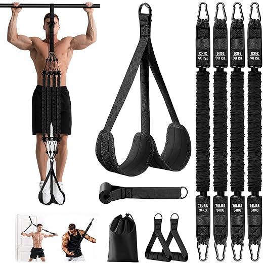 Pull Up Assistance Bands - Adjustable Heavy Duty Pull Up Assist Workout Bands for Men, Women, and Seniors - Resistance Bands for Pull Ups - Pull Up Bar Accessories (Black)