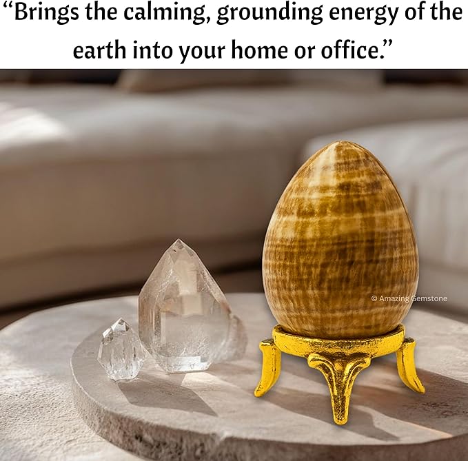Amazing Gemstone Aragonite Crystal Yoni Egg, 2 Inches - Premium Crystals and Healing Stones Yoni Egg for Pelvic Floor Health, Natural Healing Crystal Eggs for Meditation and Stress Relief