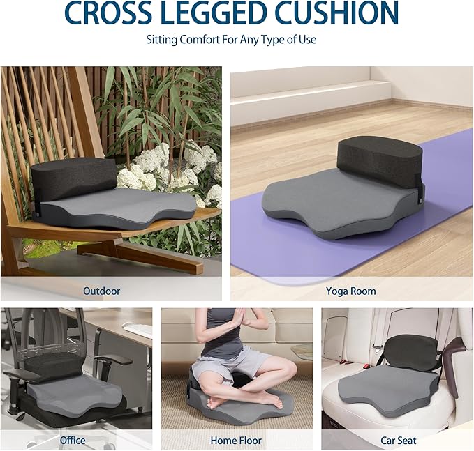Seat Cushion for Office Chairs - Cross Legged Yoga Meditation Cushion Floor Pillows Yoga Enthusiasts Chair Cushion for Adults Long Sitting, Detachable of 2 PCS