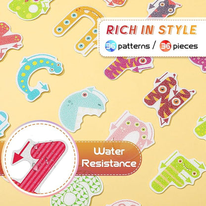 36 Pcs Anxiety Sensory Stickers Mental Health Stickers Fidget Textured Strips Toys Adhesive Tactile Calm Relief Items for Adults Desk School Counselor Classroom(Letters and Number)