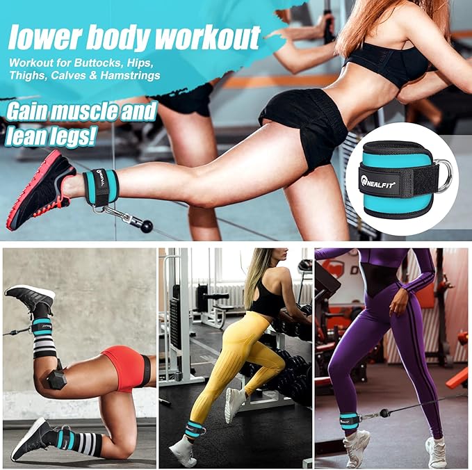 Ankle Strap for Cable Machine, Gym Ankle Cuff for Kickbacks, Leg Extensions, Glute Workouts, Booty Hip Abductors Exercise for Women and Men