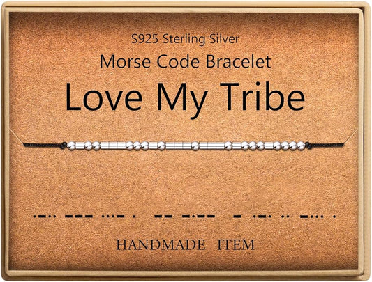 KGBNCIE Morse Code Bracelet for Women Sterling Silver Beads on Silk Cord Secret Message Fuck Friendship Inspirational Encouragement Bracelet Gift for Her