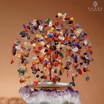 7 Chakra Healing Crystal Tree of Life, Home and Office Desk Décor, Feng Shui Money Bonsai Trees for Postive Energy, Wealth, Good Luck, Protection, Reiki Healing Crystals and Stones, Spiritual Gifts