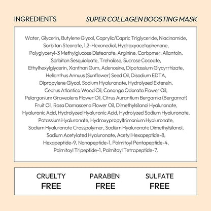 LAPCOS Super Collagen Sheet Mask – Hydrating Face Masks w/Peptide Complex, Vegan Collagen, Niacinamide & Hyaluronic Acid – Revitalizing & Firming Korean Skincare Paraben-Free, Cruelty-Free (10 Pack)