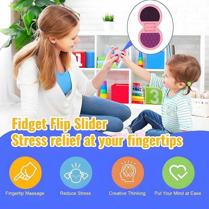 Fidget Toys Adults, Sensory Toys for Kids with Autism, Anxiety Relief Items for ADHD Stress Relief, Fun Fidgets for Teens Textured & Flip Slider - Treasure Box Toys for Classroom (6pcs)