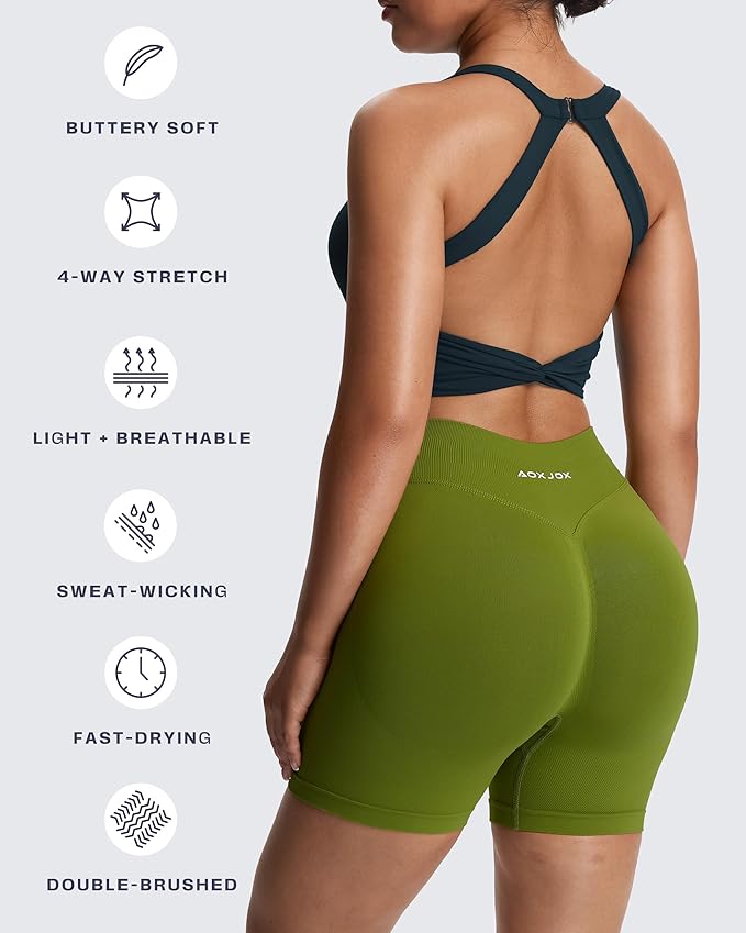 Aoxjox Women's Workout Sports Bras Twist Front Fitness Training Gym Bra Yoga Crop Lola Tank