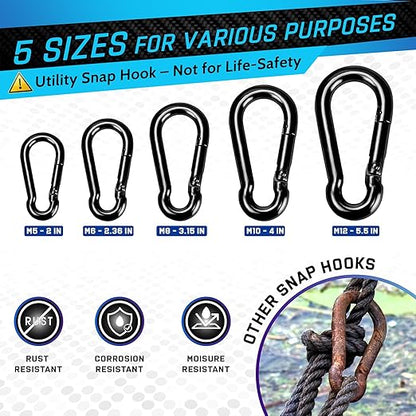 2Pcs 4In Spring Snap Hooks 700LBS Capacity, Carabiner Clip, Heavy Duty Rope Connector, Quick Link Carabiners Spring Snap Hooks for Indoor & Outdoor Activity, Camping, Climbing, Fishing, Hiking