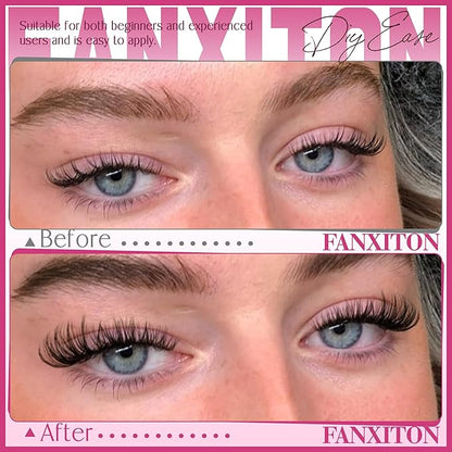 Cluster Lashes 240 pcs Wispy Lash Clusters D Natural Eyelashes Extensions 14-16mm Mix 40D+50D Individual Lashes with Lash Bond and Seal Tweezers Thin Band Eyelashes Cluster for DIY Lash Extension