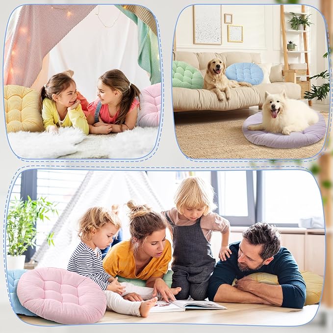Jerify Round Floor Pillows Cushions 22 x 22 Inch Large Flexible Seating Cushion Classroom Furniture Floor Pillow for Home Daycare Preschool Yoga Meditation Gift (Pastel,6 Pcs)