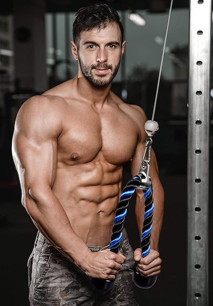 Deluxe Tricep Rope Pull Down Cable, 27 & 36 Inch Rope Length, Easy to Grip & Non-Slip Cable Attachment for Gym Workout Exercise