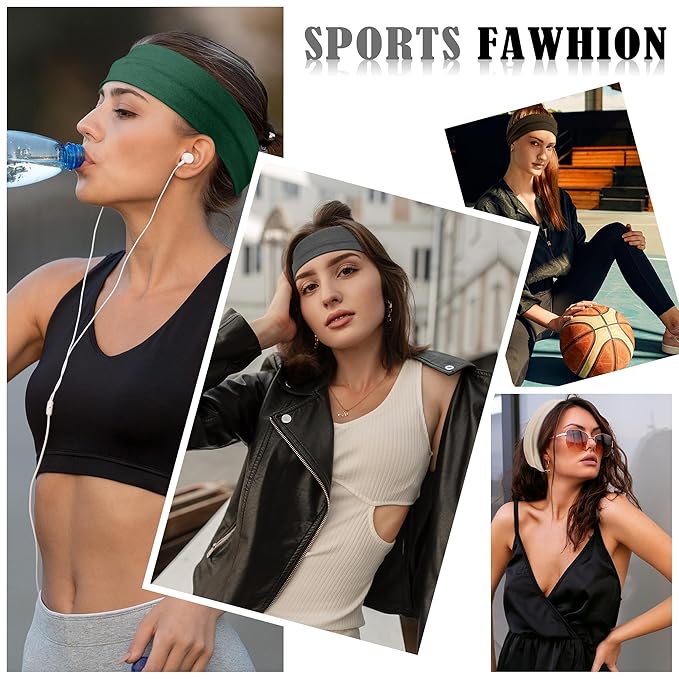 16Pcs Headbands for Women - Multicolor Absorb Sweat Non Slip Absorb Sweat Sports Hair Bands（ Soft Cotton Cloth Stretchy Headbands ）（Suitable for Fitness Yoga Outdoor Exercise ）