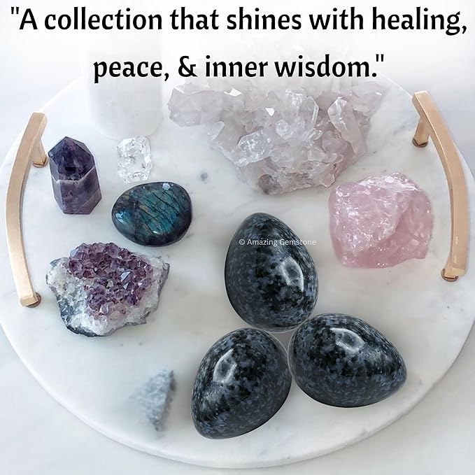 Amazing Gemstone Indigo Gabbro Crystal Yoni Egg, 2 Inches - Premium Crystals and Healing Stones Yoni Egg for Pelvic Floor Health, Natural Healing Crystal Eggs for Meditation and Stress Relief