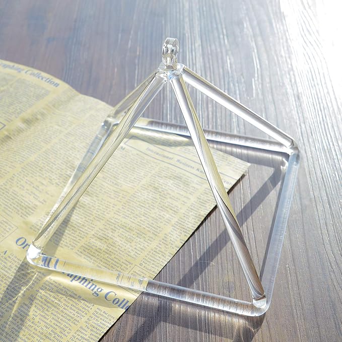 TOPFUND 6" Clear Crystal Singing Pyramid Sound Therapy Instrument with Carrying Case and Quartz Suede Mallet