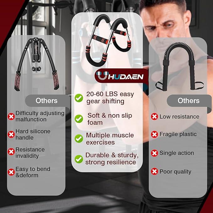 Twister Arm Trainer, Adjustable Chest Workout Equipment, Portable Detachable Chest Exerciser for Men & Women, Power Twister Bar, Home Gym Fitness Equipment