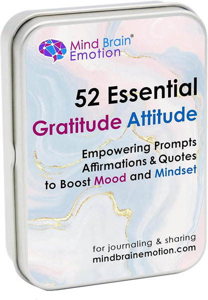 Mind Brain Emotion 52 Essential Gratitude Attitude: Journal & Conversation Cards to Boost Mood & Mindset - Empowering Prompts, Self-Help Affirmations, and Insightful Quotes - for Kids & Adults