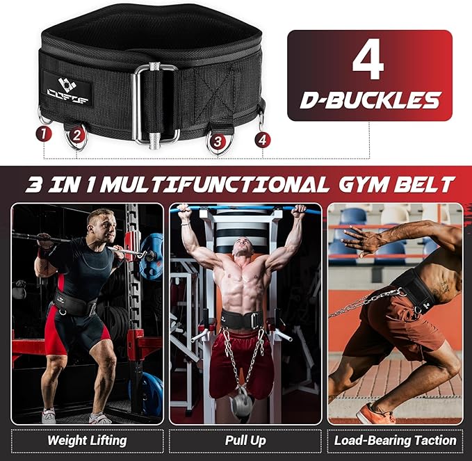 3-in-1 Weighted Pull Up Belt for Men, Weight Lifting Dip Belt with 40.6 IN Chain & Self Locking, Weighted Gym Belt for Pull Up, Squat, Powerlifting & Deadlift, Capacity Up to 350 LBS