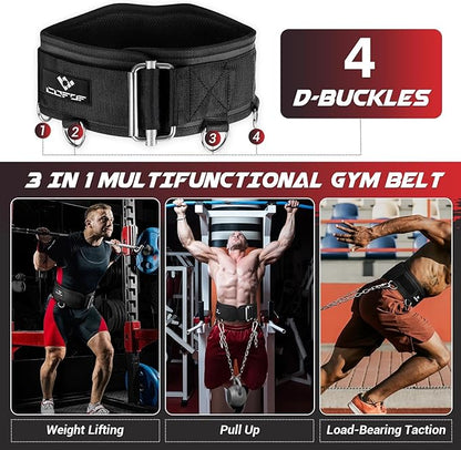 3-in-1 Weighted Pull Up Belt for Men, Weight Lifting Dip Belt with 40.6 IN Chain & Self Locking, Weighted Gym Belt for Pull Up, Squat, Powerlifting & Deadlift, Capacity Up to 350 LBS
