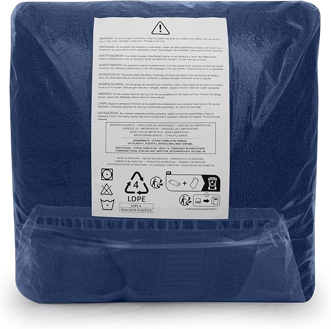 Utopia Towels Luxurious Jumbo Bath Sheet 2 Piece, 600 GSM, 35 by 70 Inches, 100% Ring Spun Cotton, Highly Absorbent and Quick Dry Extra Large Bath Towel, Super Soft Towel, Navy