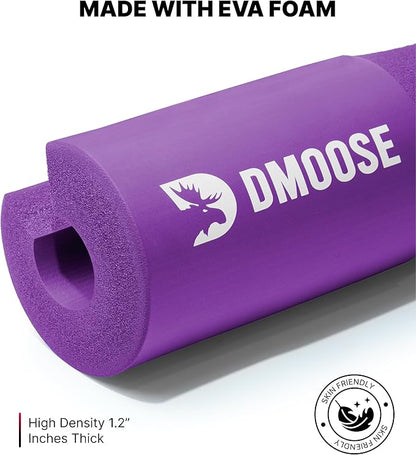 DMoose Fitness Barbell Pad for Hip Thrust, Squat & Lunges - Non-Slip Thick Foam Cushion for Neck and Back Support with Two Straps - Hip Thrust Pad for Leg Day - Fits All Olympic Bars and Smith Machine