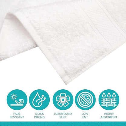 Pleasant Home Bath Towels Set of 6 (24” x 50”) 100% Cotton, 515 GSM | Lightweight, Soft & Absorbent Luxury Towels for Bathroom | for Gym, Pool & Spa | 6 Pack, White