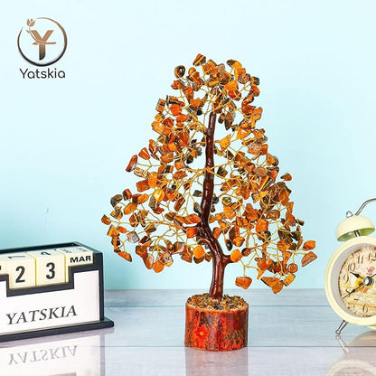 YATSKIA Tiger Eye Crystal Tree - Gemstone Tree of Life - Tiger Eye Stone - Chakra Gifts - Crystal Décor - Feng Shui Decor - Spiritual Gifts for Women