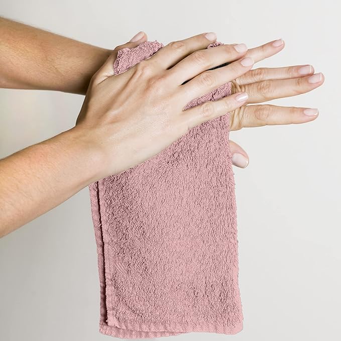 Utopia Towels 24 Pack Cotton Washcloths Set, 100% Ring Spun Cotton, Premium Quality Flannel Face Cloths, Highly Absorbent and Soft Feel Fingertip Towels, Dusty Pink