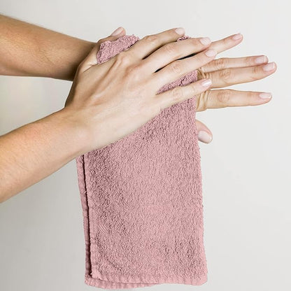 Utopia Towels 24 Pack Cotton Washcloths Set, 100% Ring Spun Cotton, Premium Quality Flannel Face Cloths, Highly Absorbent and Soft Feel Fingertip Towels, Dusty Pink