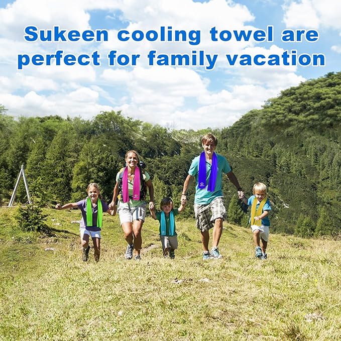 Sukeen [4 Pack Cooling Towel (40"x12"),Soft Microfiber Chilly Towel for Yoga,Sport,Running,Gym,Workout,Camping,Fitness,Workout & More Activities