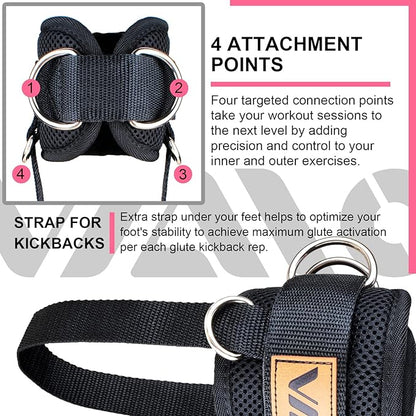 VAIIO Ankle Straps for Cable Machines,Adjustable Comfort fit Neoprene, Reinforce Double D-Ring - Premium Ankle Cuffs to Improve Abdominal Muscles, Lift The Butts, Tone The Legs for Men & Women
