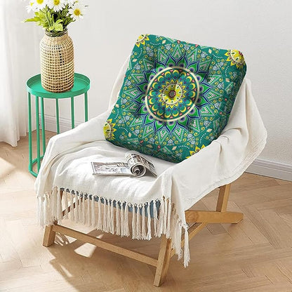 Mandala Meditation Cushion, Boho Meditation Mat, Meditation Pillows for Sitting on Floor, Cushions for Sitting in Home and Outdoor, Square Floor Pillows Cushion Seating for Yoga 22'' X 22''
