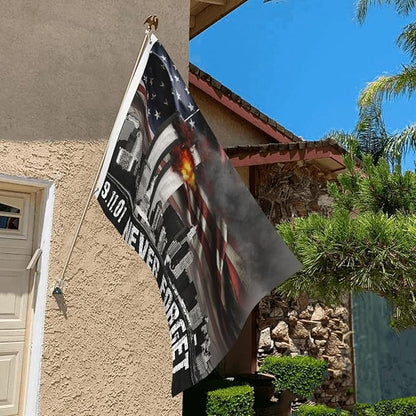 911 Never Forget Memorial Flag 2x3 Ft - Tribute to 9/11 Heroes, Double-Sided Outdoor Yard Flag, All-Weather Polyester, Garden & Home Decor (Indoor/Outdoor)