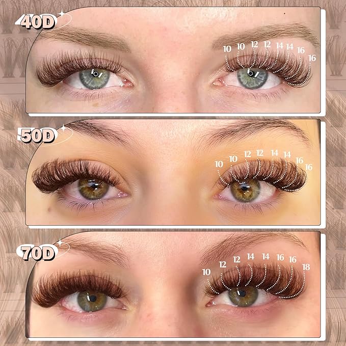 Yawamica Brown Lash Clusters Fluffier Eyelash Extension 10-16mm Individual Lashes D Curly Eyelash Clusters 40D+50D+70D Volume 300pcs Cluster Lashes Pestañas Pelo a Pelo DIY Lash Extension at Home