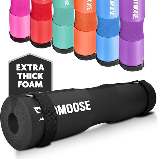 DMoose Fitness Barbell Pad for Hip Thrust, Squat & Lunges - Non-Slip Thick Foam Cushion for Neck and Back Support with Two Straps - Hip Thrust Pad for Leg Day - Fits All Olympic Bars and Smith Machine