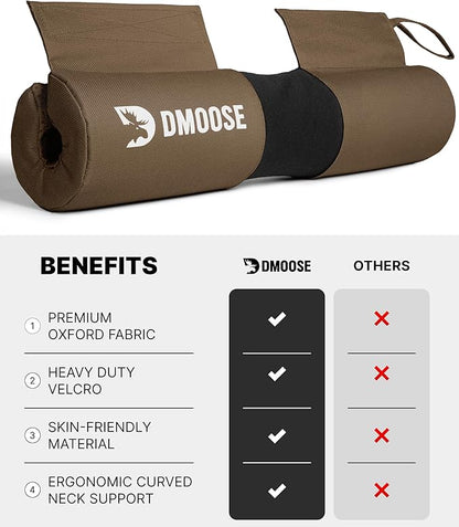 DMoose Fitness Barbell Pad for Hip Thrust, Squat & Lunges - Non-Slip Thick Foam Cushion for Neck and Back Support with Two Straps - Hip Thrust Pad for Leg Day - Fits All Olympic Bars and Smith Machine