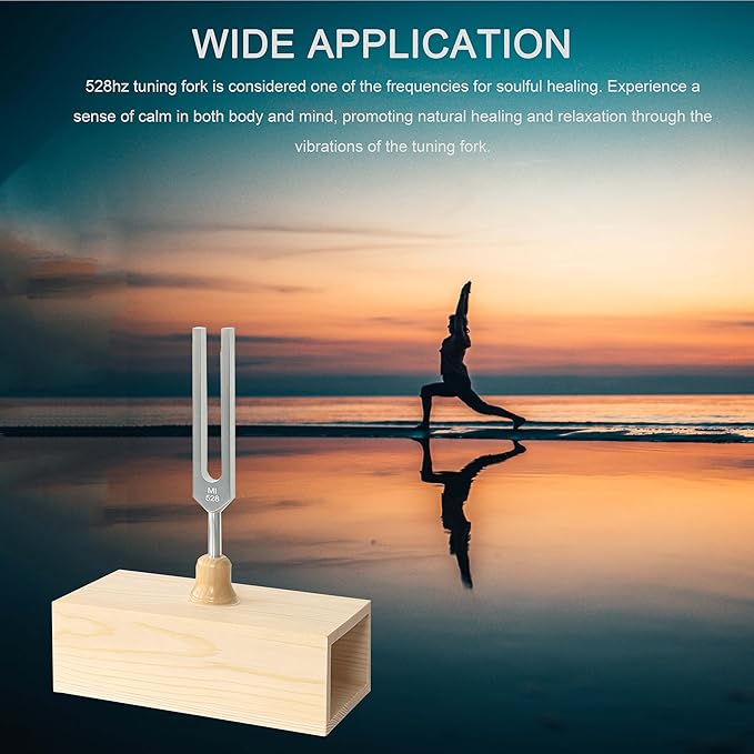 528 Hz Tuning Fork with Exquisite Wooden Resonator, Guiding You Towards Tranquility and Peace