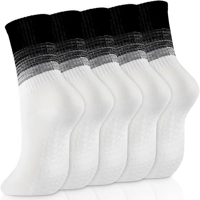 Non-Slip Pilates Socks with Grips for Women 5 Pairs Cute Yoga Socks Grippy for Yoga Barre Ballet