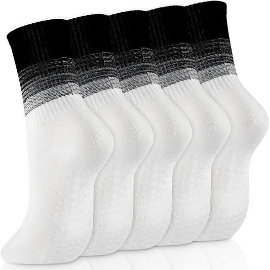 Non-Slip Pilates Socks with Grips for Women 5 Pairs Cute Yoga Socks Grippy for Yoga Barre Ballet
