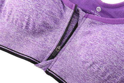 Women's Zipper Front Closure Sports Bra Racerback Yoga Bras