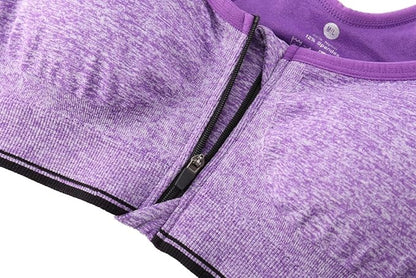Women's Zipper Front Closure Sports Bra Racerback Yoga Bras