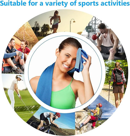 4 Packs Cooling Towels (40"x12") Microfiber Ice Towel for Neck & Face - Yoga, Golf, Sports, Gym, Workout, Camping, Fitness & Outdoor Activities